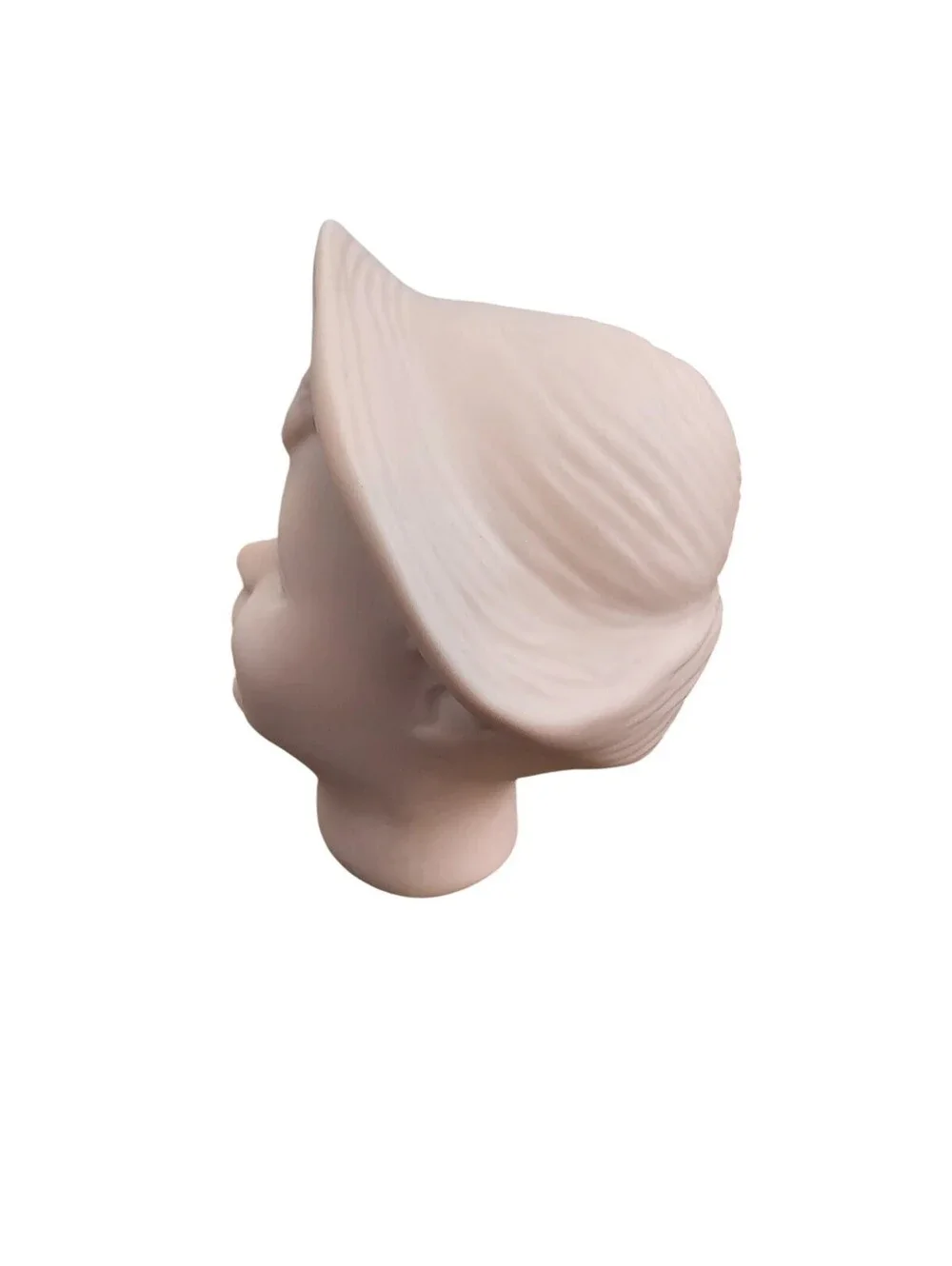 Vintage Bisque Doll Bust Head Young Boy Jake Unpainted Head Straw Hat